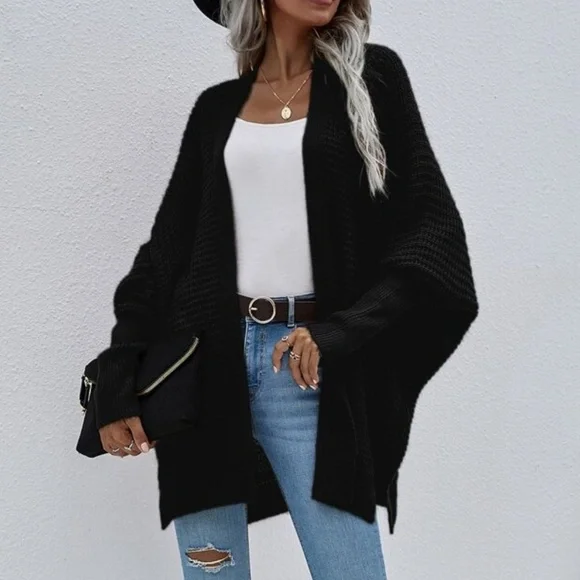 Cozy Rust Brown Dolman Sleeve Open Front cardigan - Picture 7 of 8